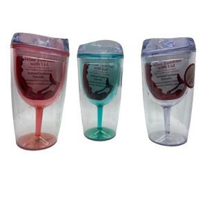 Wine Tumbler Cup With Drink-Through Lid 10 oz - Price is for each glass
